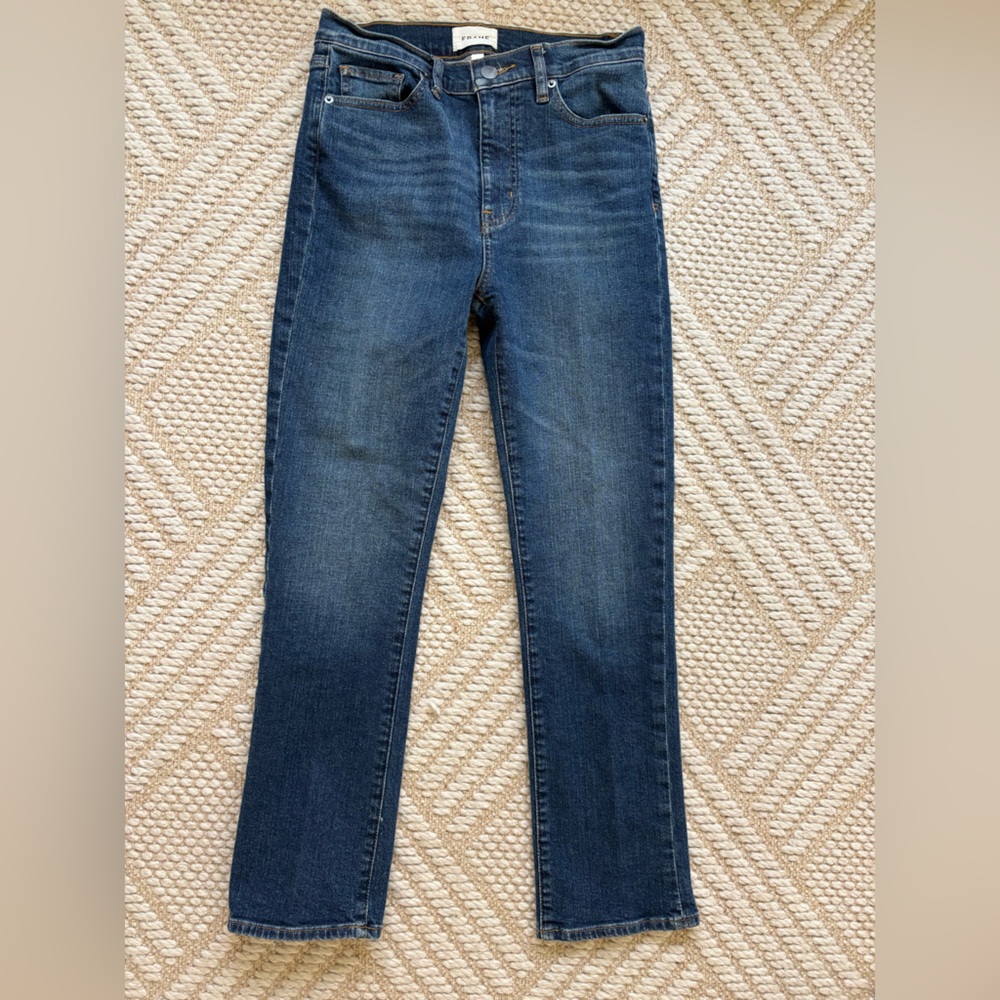 Frame Denim Women's Straight Leg Jeans in Medium Blue - Picture 2 of 9